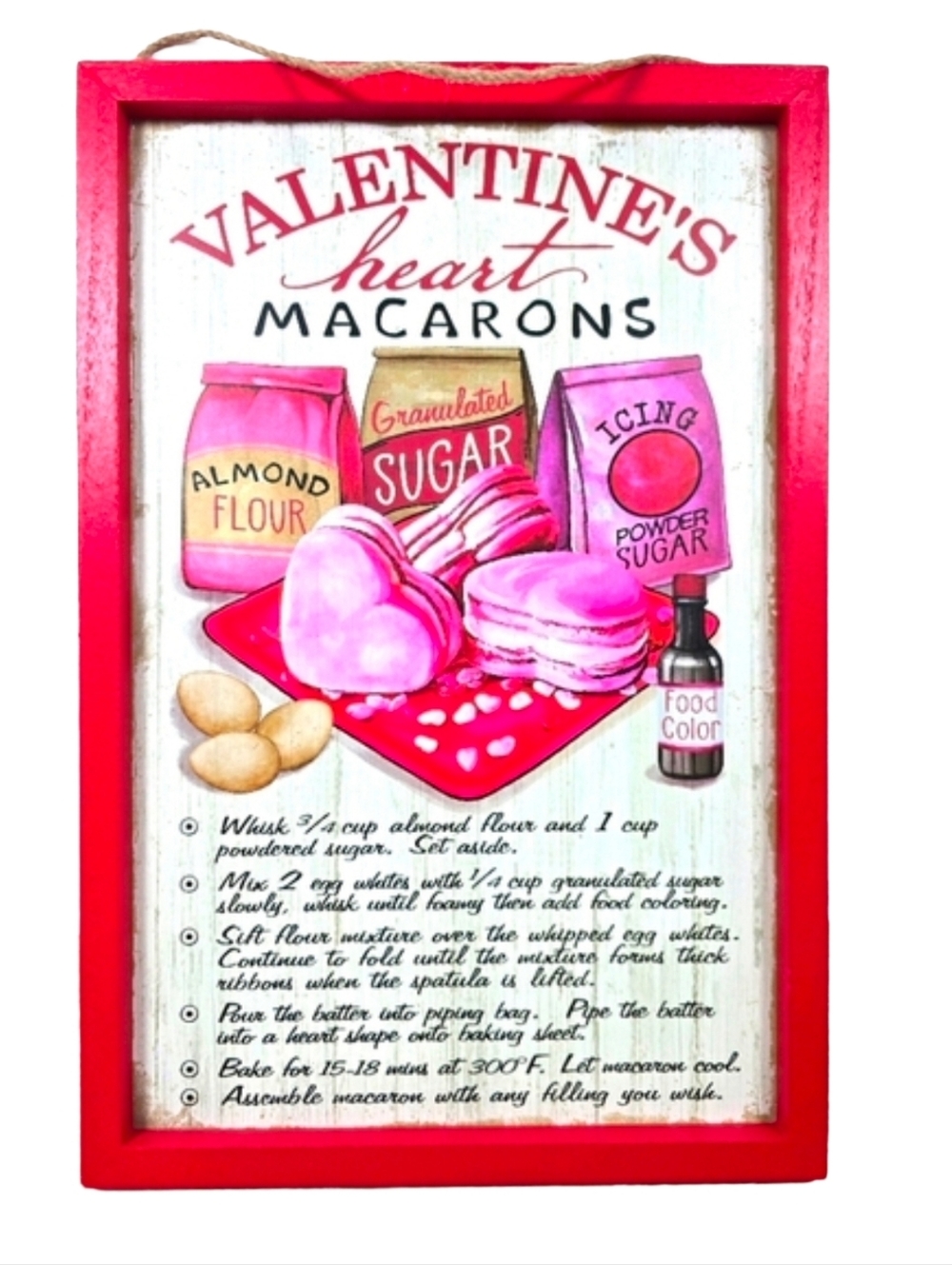 Valentine Macarons Wall Decor Red Frame Cottagecore 10.75x16 NWT